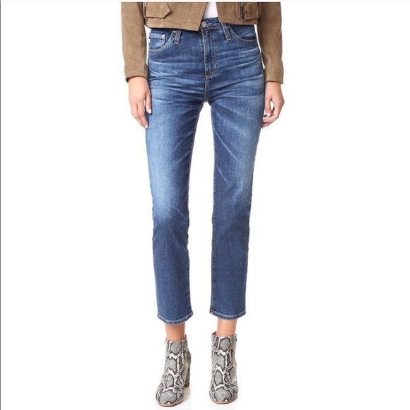 Ag Adriano Goldschmied Denim - AG Phoebe high waisted dark wash straight jeans